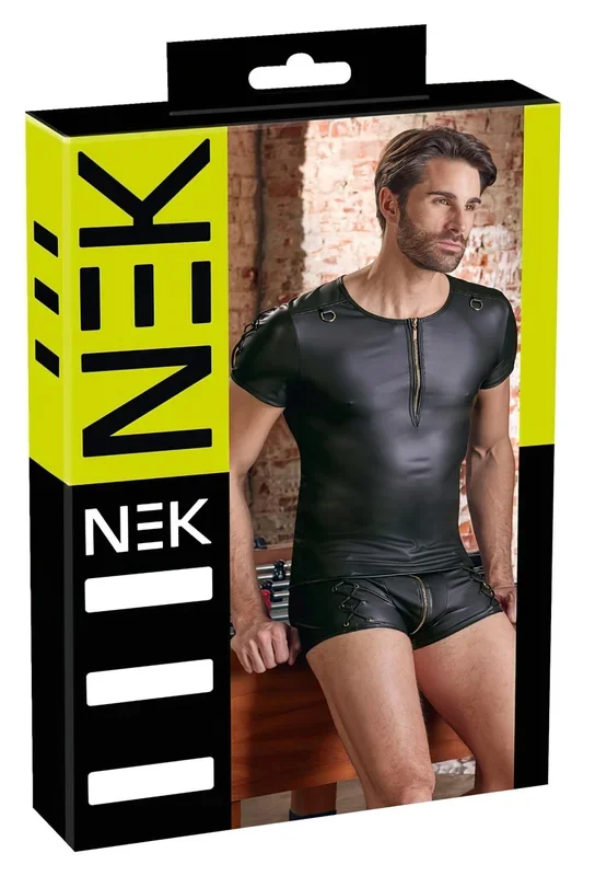 NEK – Mattes Herren-Shirt mit kurzen Ärmeln (schwarz)