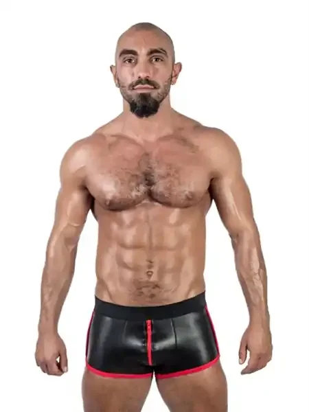 Neopren Shorts mit 3-Wege-Reißverschluss schwarz-rot (Grösse M)