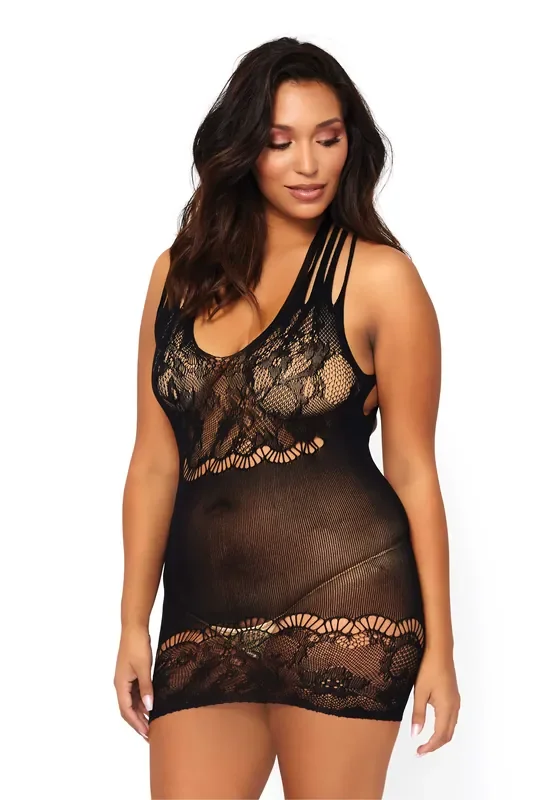 Netzkleid mit floralem Muster – QueenSize