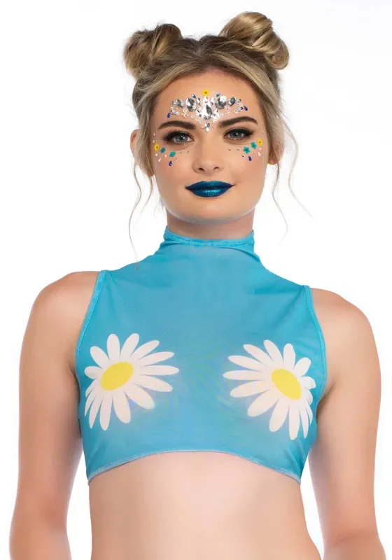 Netzoberteil mit Gänseblümchen Motiv
