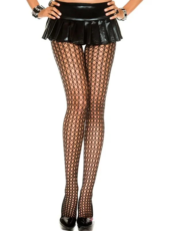 Netzpanty mit runden Öffnungen – Schwarz