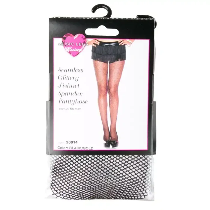 Netzstrumpfhose mit Glitter – Schwarz
