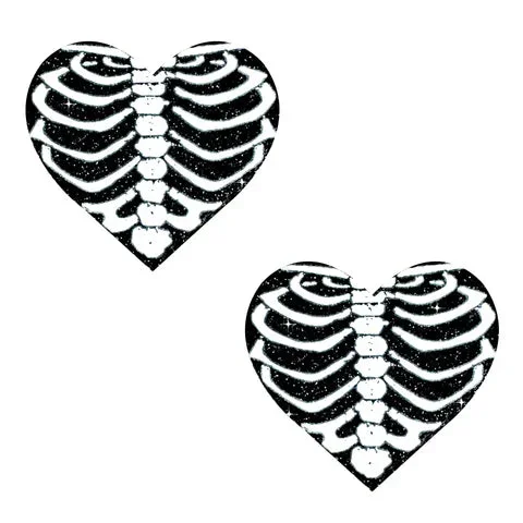 Neva Nude-Heart Skeleton Rib Pasties