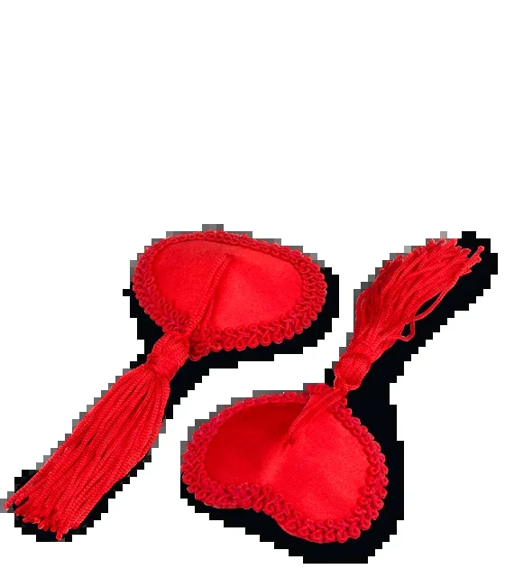 Nipple Pasties in Herzform mit rotem Pompon