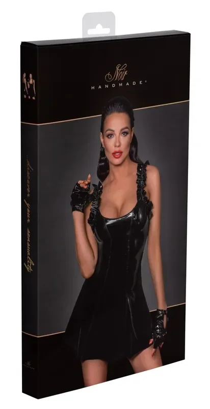 Noir Kleid Rüsche (Grösse L, Farbe schwarz)