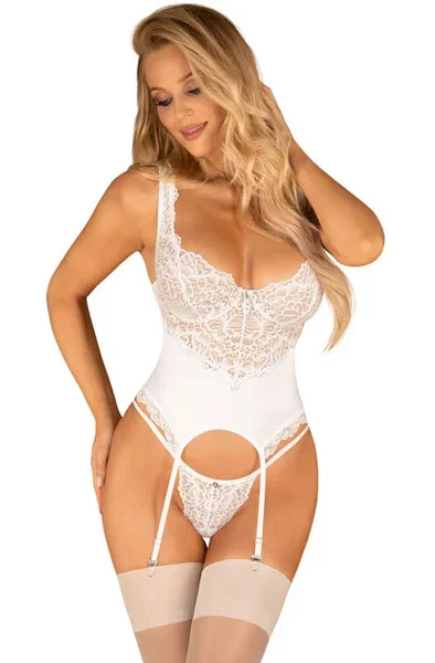 Obsessive Amor Blanco Bügel-Korsett & String in Weiß