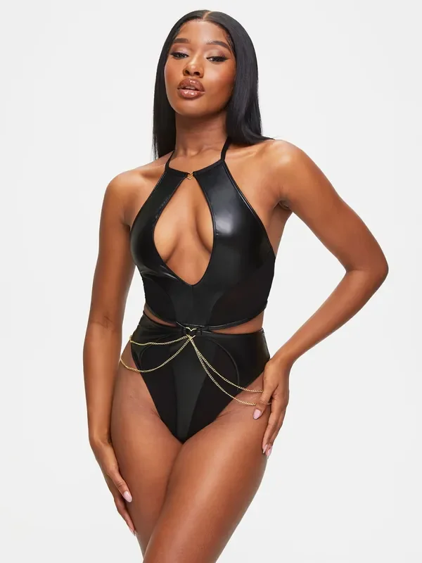 Open Cross Wetlook Body Lovestruck – Schwarz