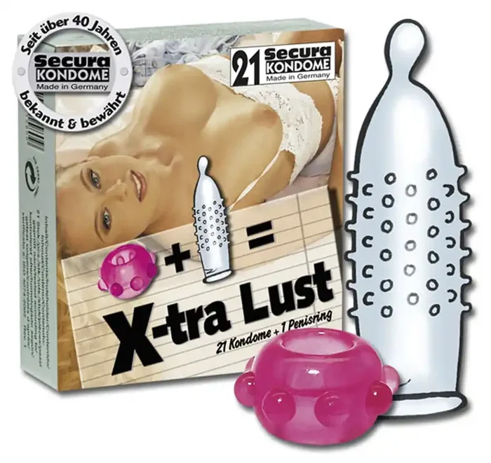 Orion 415804 Secura X-tra Lust 21er Set mit Ring, Penisring + 21 Kondome