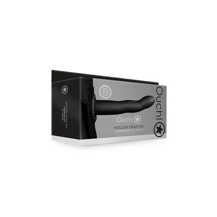 Ouch! Curved Hollow Strap-On 8″ Black