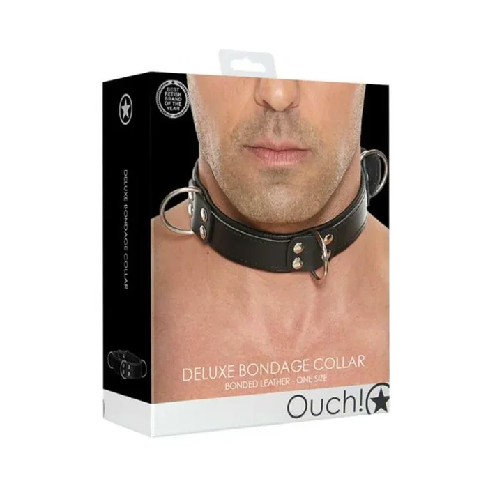 Ouch Deluxe Bondage Collar – One Size – Black