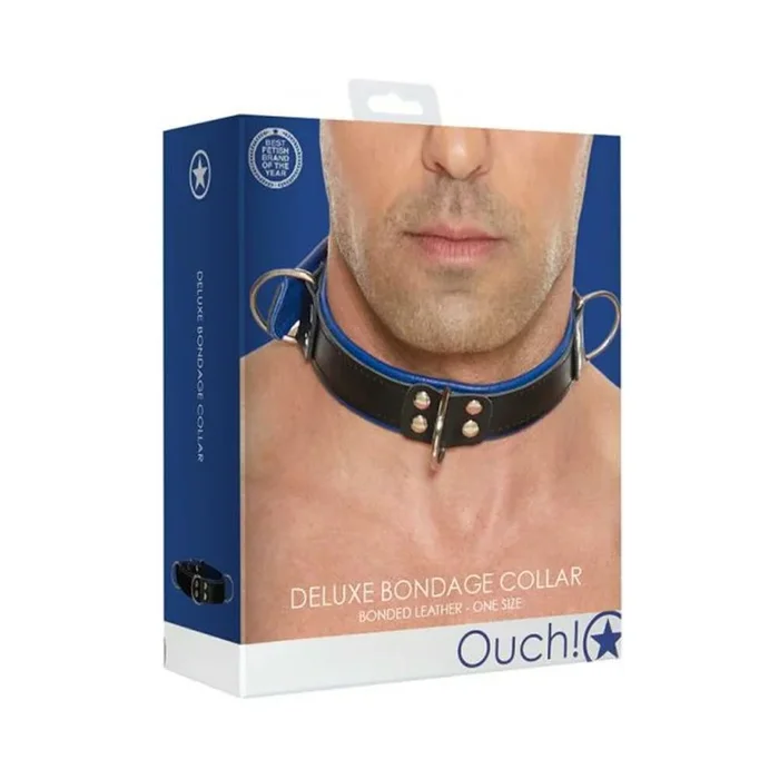 Ouch Deluxe Bondage Collar – One Size – Blue