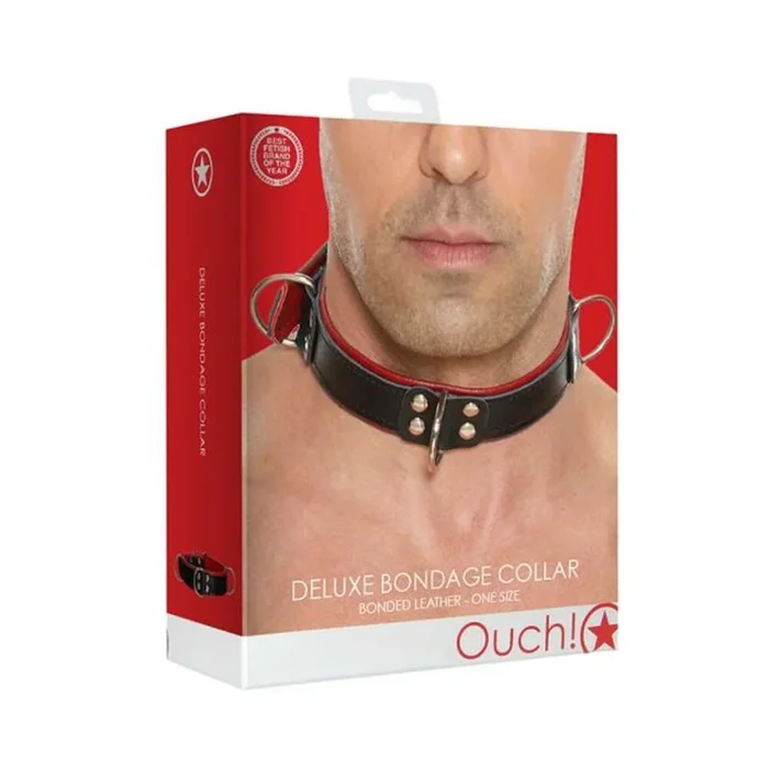 Ouch Deluxe Bondage Collar – One Size – Red