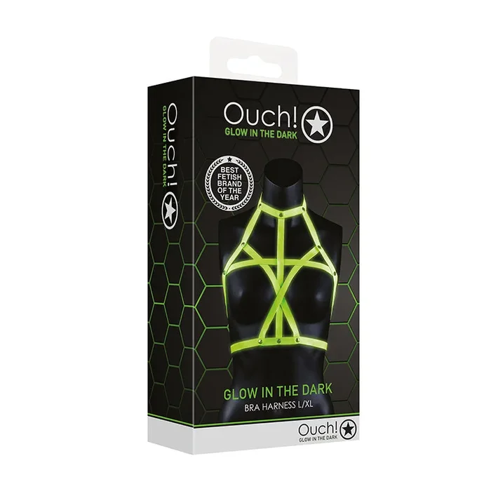Ouch GITD Bra Harness Neon Green LXL