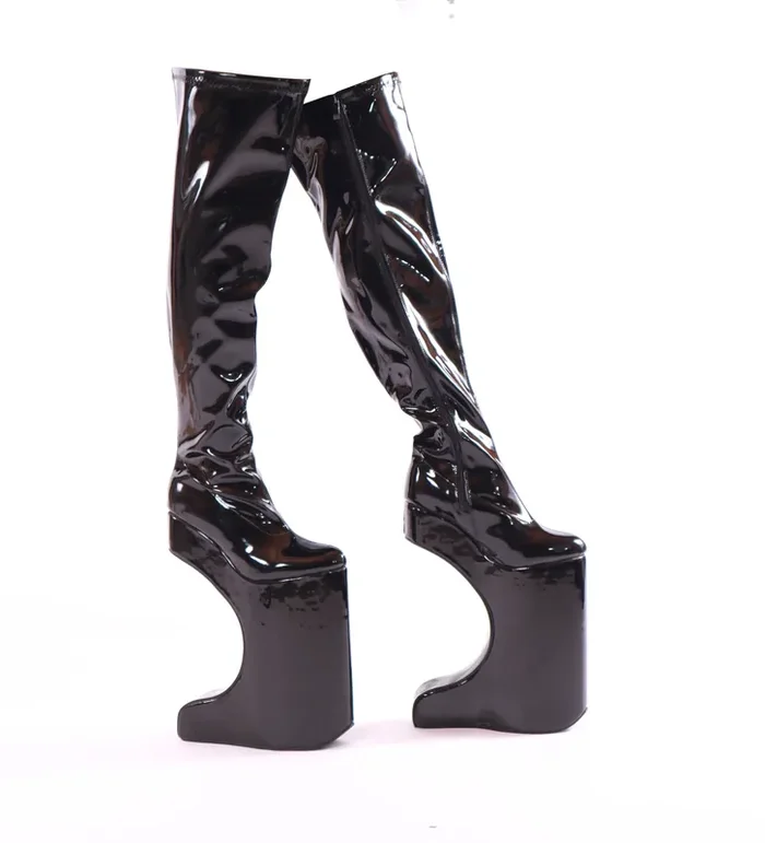 Overknee High Heels mit Halbmond Heel (Schuhgrösse 41)