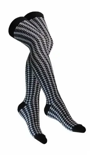 Overknee Strümpfe mit dichtem Karomuster