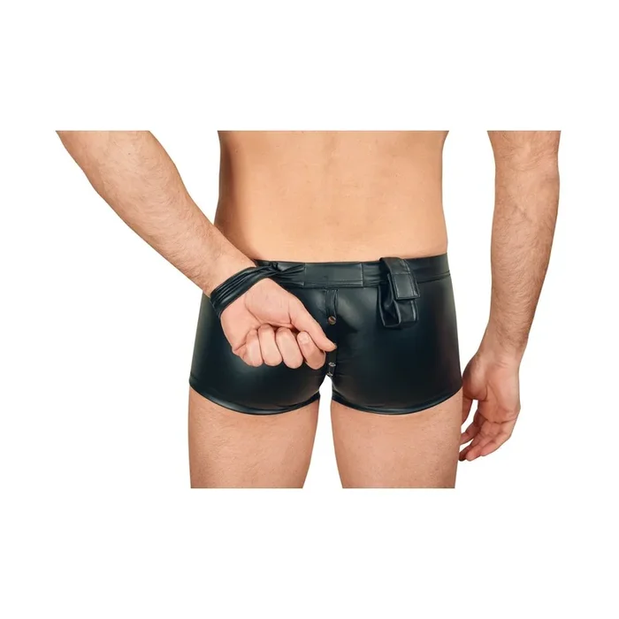 Pants im Mattlook mit Fesselriemen – Schwarz