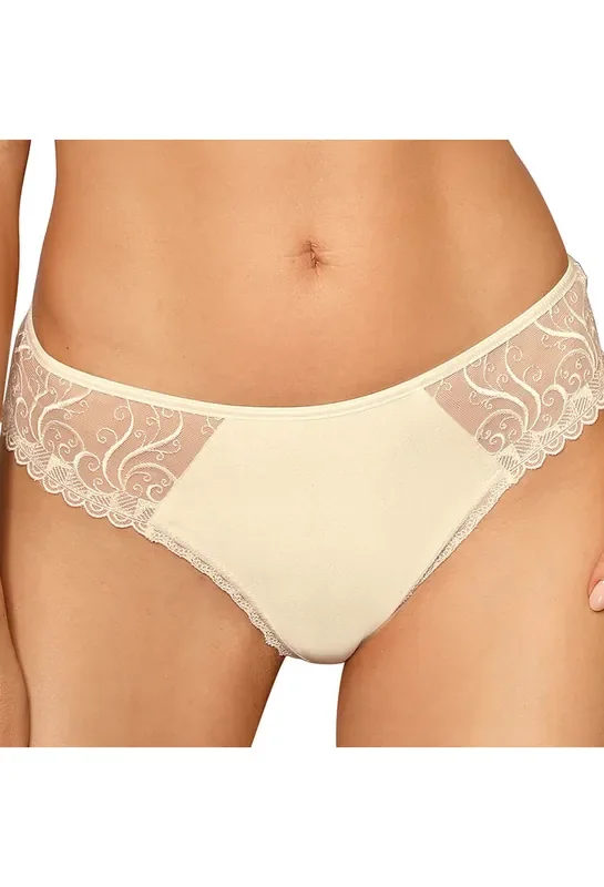 Panty aus zarter Blütenspitze mit Cut-Out – ecru