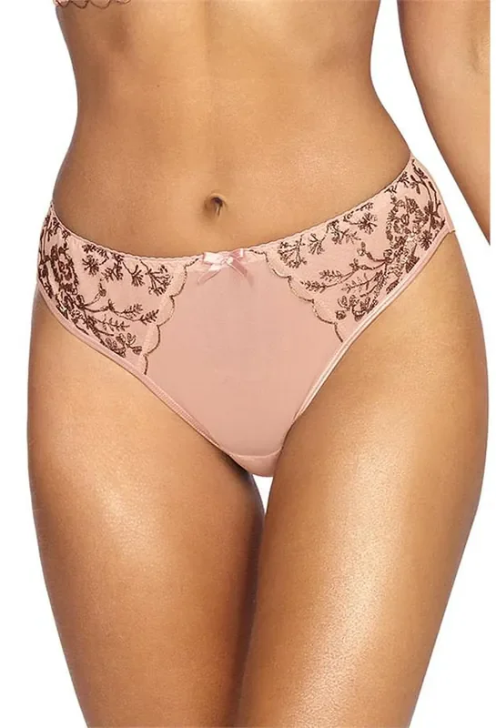 Panty mit goldenen Blümchenverzierungen rosa