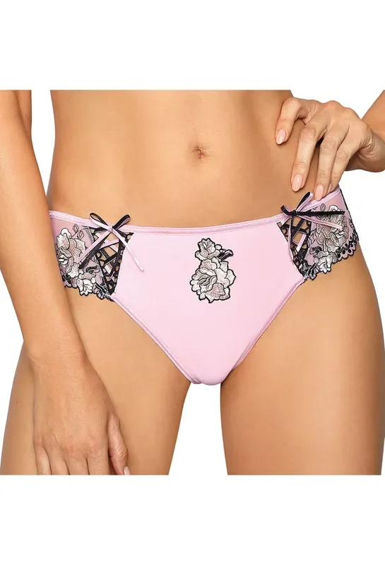 Panty mit Rosen-Bestickung rosa