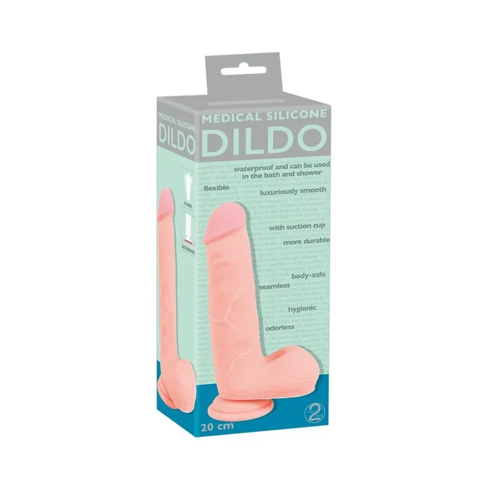 Penis-Dildo mit Äderung und Saugfuß – 20 cm Gesamtlänge – Hautfarben
