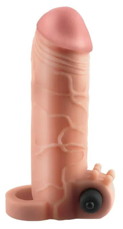 Penishülle „Vibrating Real Feel 1″ Extension“, mit Vibration, 14 cm Fantasy X-TENSIONS