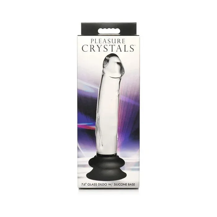 Pleasure Crystal Glass Dildo with Silicone Base – 7.6 Inch