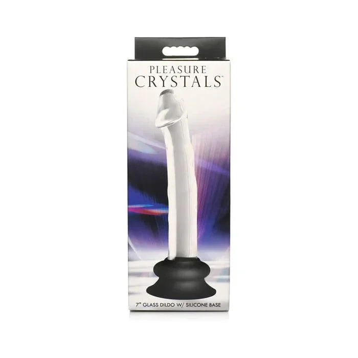 Pleasure Crystals Glass Dildo with Silicone Base – 7in