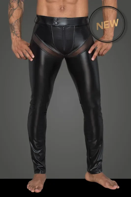 Powerwetlook-Longpants mit Einsätzen und Taschen aus 3D-Netz