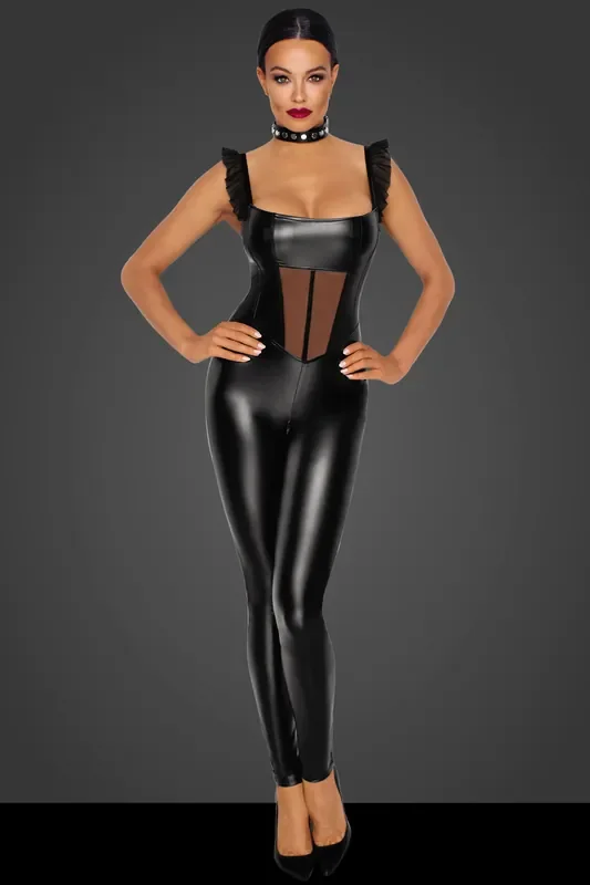 Powerwetlook Overall mit Tüll-Einsätzen