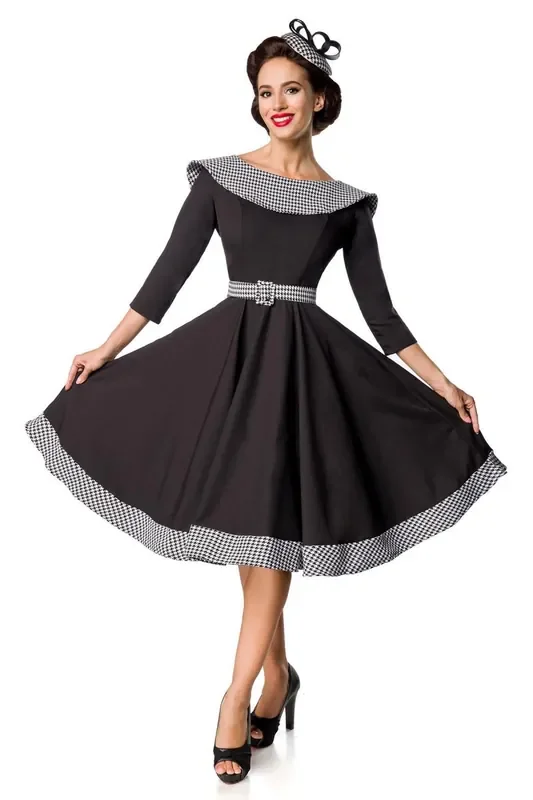 Premium Vintage Swing-Kleid – schwarz