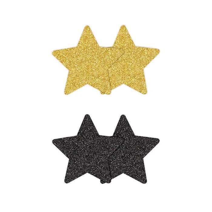 Pretty Pasties Glitter Stars Black/Gold – 2 Pair