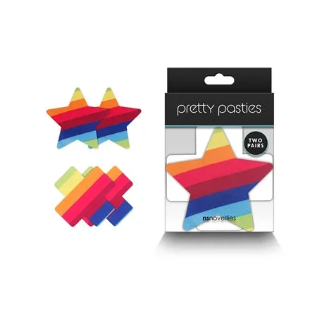 Pretty Pasties Pride Cross & Star Rainbow – 2 Pair