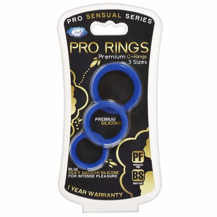 Pro Sensual Silicone Cock Ring 3 Pack – Blue