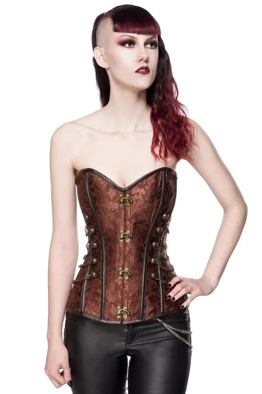 Punk / Gothic Corsage aus Brokat braun