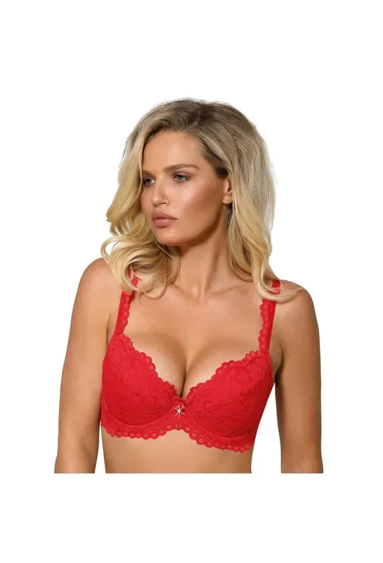 Push-Up BH mit Rüschen rot