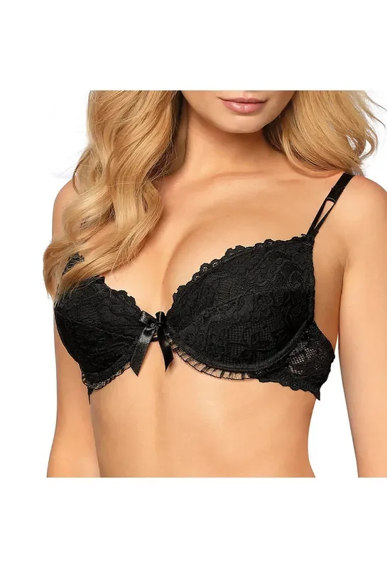 Push-Up BH mit Schleifchendetail schwarz