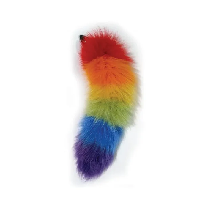 Rainbow Foxy Tail Fur Tail With Stainless Steel Butt Plug