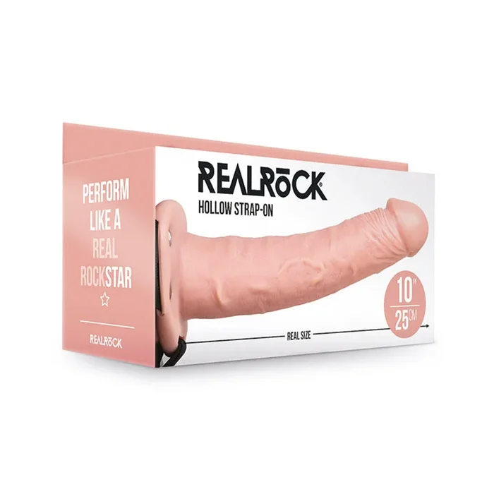 RealRock 10in Hollow Strap-On Beige