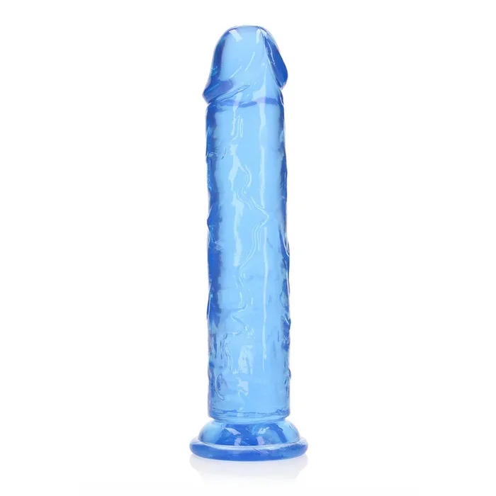 Realrock Crystal Clear Straight Realistic Dildo With Suction Cup 10“ Blue