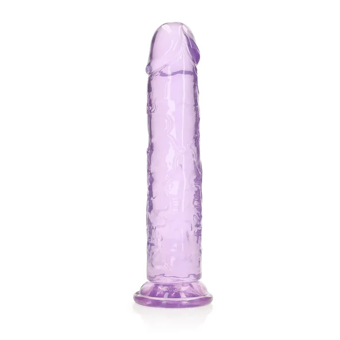 Realrock Crystal Clear Straight Realistic Dildo With Suction Cup 11“ Purple