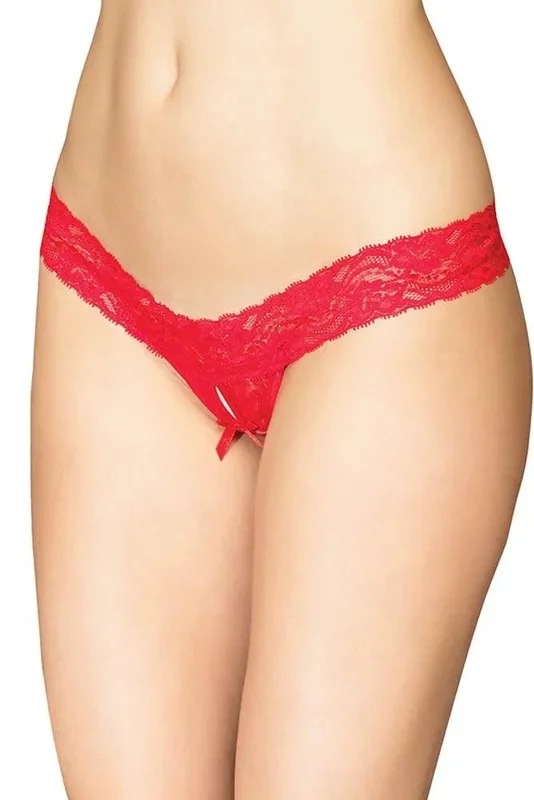 Red Scalloped Stretch Lace & Mesh Panty in OSXL