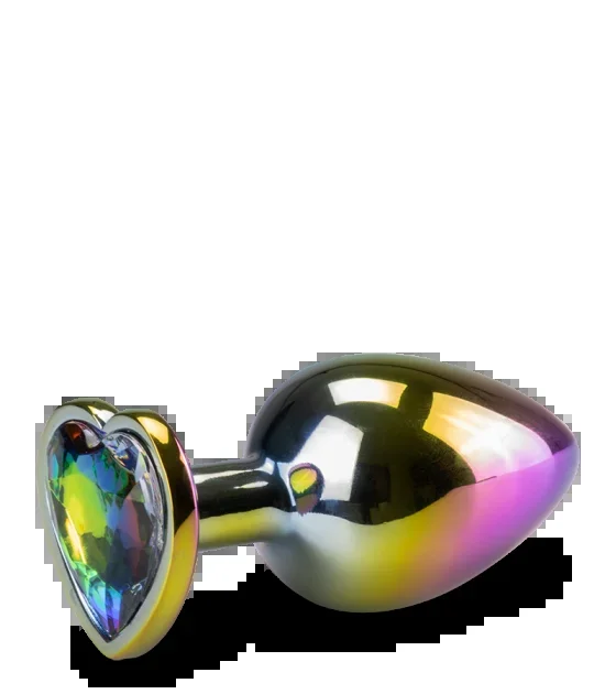 Regenbogenfarbener Rosebud-Analschmuck in Herzform M