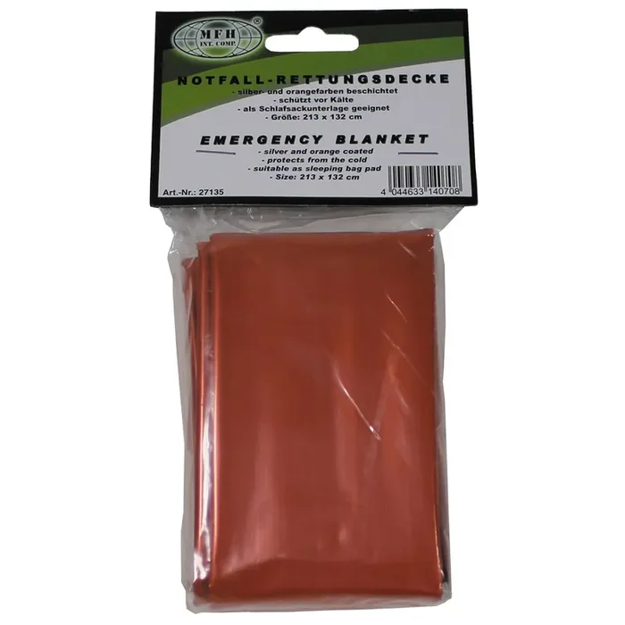 Rettungsdecke silber/orange beschichtet