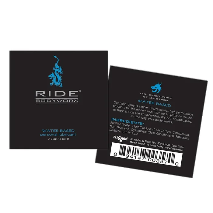 Ride BodyWorx Lube Water Based – 200 Pillow Packs