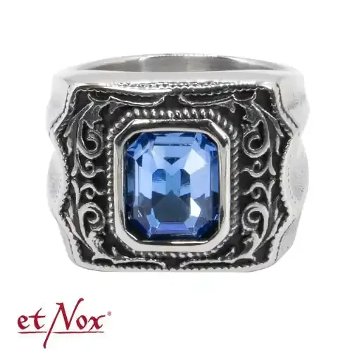 Ring „Victorian Blue“ Edelstahl mit Stein