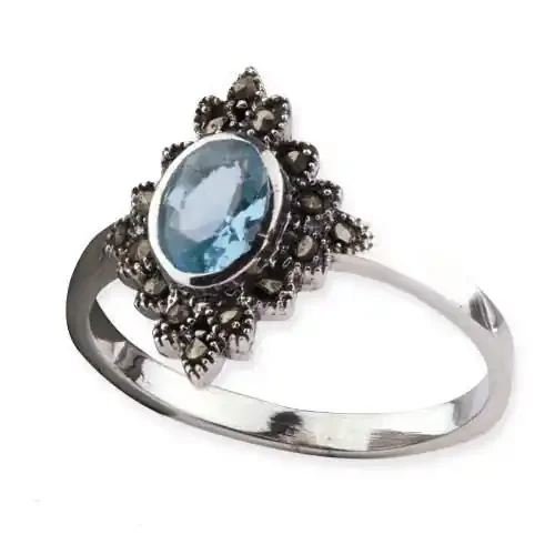 Ring ‘Blue Marcasite‘ mit Zirkonia
