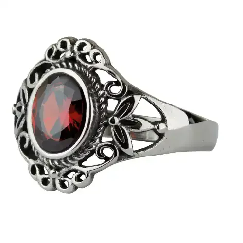 Ring ‘Red Victorian Goth‘ Edelstahl