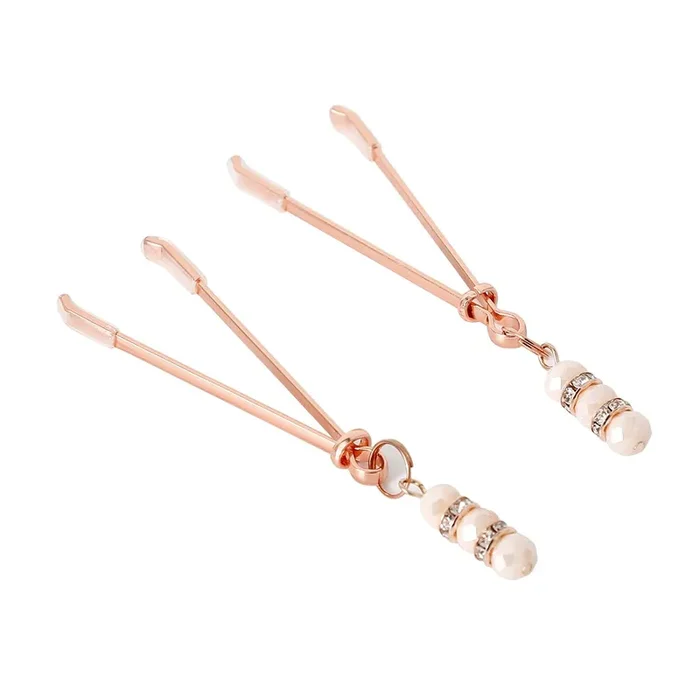 Rose Nippelklemmen mit Strasssteinen