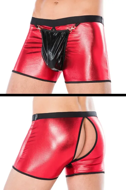 Rote Boxershorts in Wetlook- Optik