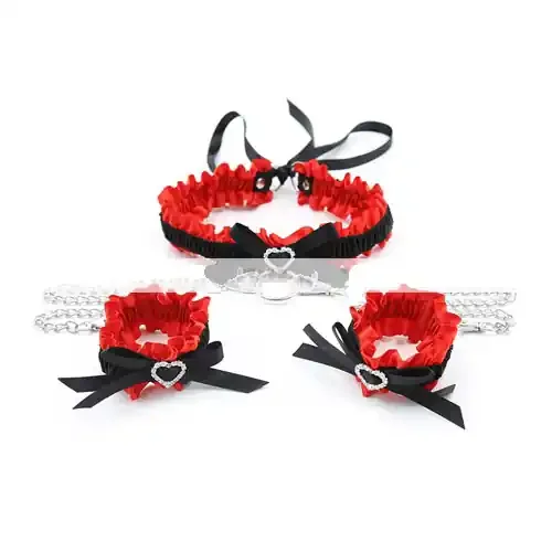 Rotes Hals- und Armband mit Kette